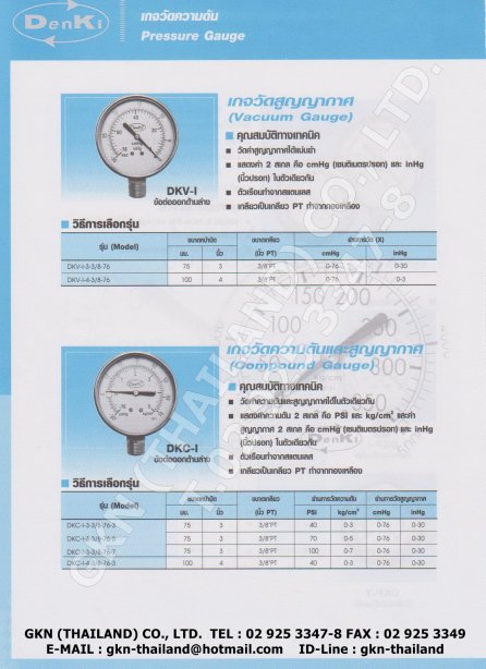 DENKI VACUUM GAUGE&COMPOUND GAUGE (แวคคั่มเกจ, คอมปาวด์เกจ)